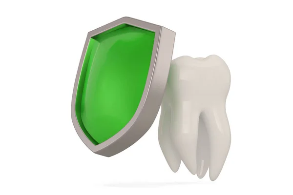 Tooth Protection Concept Healthy Tooth Shield Isolated White Background Illustration — Stock Photo, Image