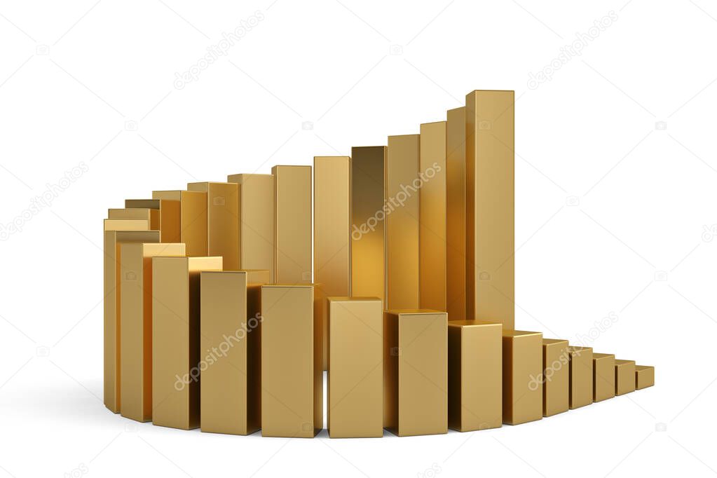 Success business concept, spiral up graph isolated on white background. 3D illustration.