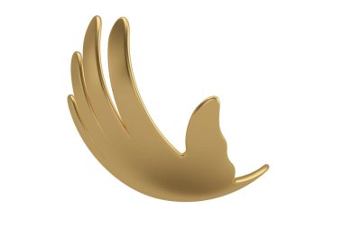 Soyut altın el, beyaz arka planda izole edilmiş, 3 boyutlu. 3B illüstrasyon.