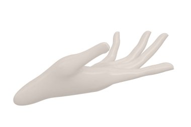 Soyut el, beyaz arka planda izole edilmiş, 3D görüntüleme. 3B illüstrasyon.