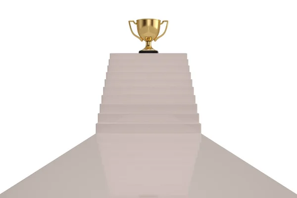 Golden Trophy Stairs Isolated White Background Illustration — Stock Photo, Image