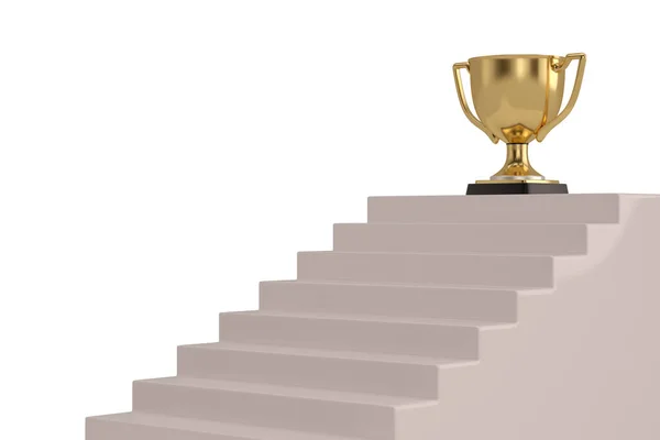 Golden Trophy Stairs Isolated White Background Illustration — Stock Photo, Image
