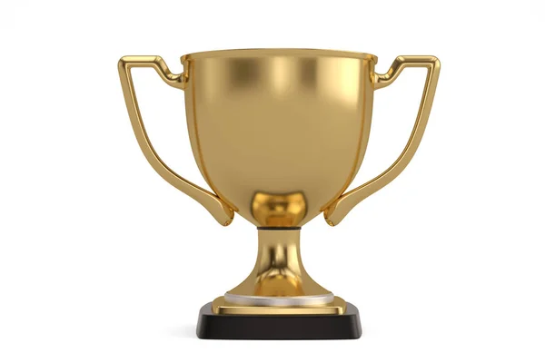 Uma Taça Troféu Ouro Isolada Fundo Branco Renderização — Fotografia de Stock