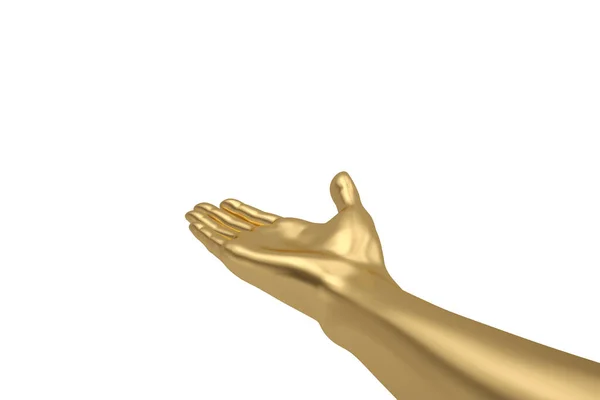 Guld Hand Isolerad Vit Bakgrund Rendering Illustration — Stockfoto