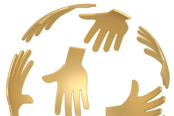 Abstrakt Guld Hand Isolerad Vit Bakgrund Rendering Illustration — Stockfoto
