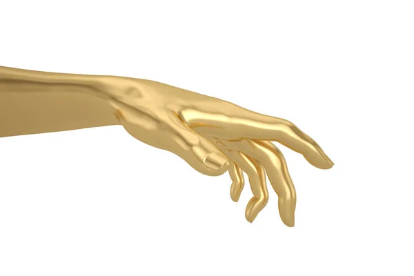 Gouden Hand Geïsoleerd Witte Achtergrond Weergave Illustratie — Stockfoto