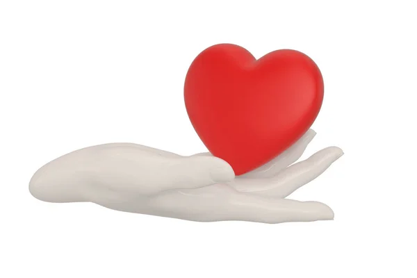 Mano Corazón Aislados Sobre Fondo Blanco Representación Ilustración —  Fotos de Stock