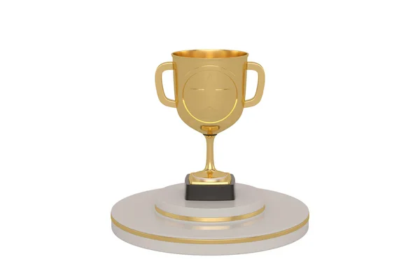 Uma Taça Troféu Ouro Isolada Fundo Branco Renderização — Fotografia de Stock