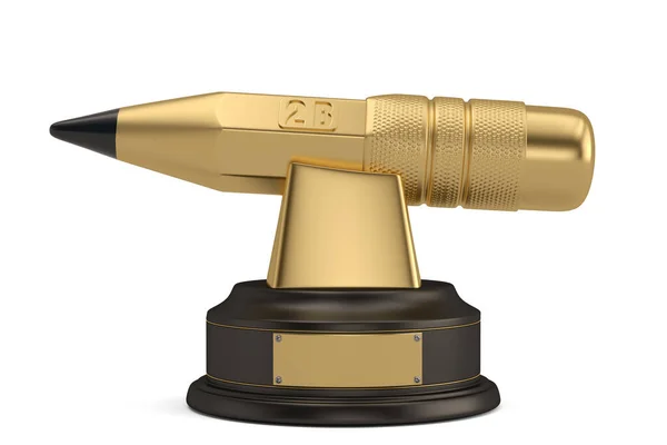 Troféu Lápis Ouro Isolado Fundo Branco Ilustração — Fotografia de Stock