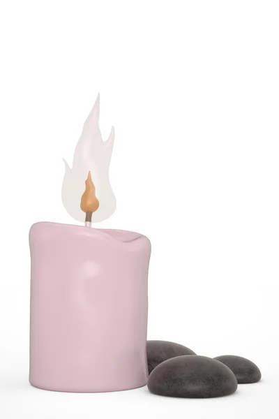 Big Candle Isolated White Background Rendering Illustration — Stock Photo, Image