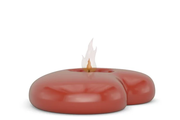 心的蜡烛在白色背景上被隔离 3D渲染 3D插图 — 图库照片