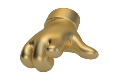 Beyaz arka planda izole edilmiş altın el, 3D görüntüleme. 3B illüstrasyon.