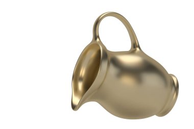 Beyaz arka planda izole edilmiş altın vazo, 3 boyutlu. 3B illüstrasyon.