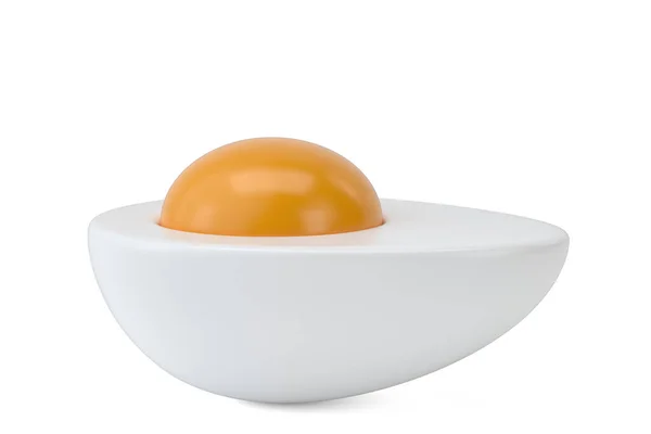 切片和整个硬煮熟的鸡蛋在白色背景上分离 3D渲染 3D插图 — 图库照片