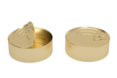 Altın kutu, beyaz arka planda izole edilmiş, 3 boyutlu. 3B illüstrasyon.