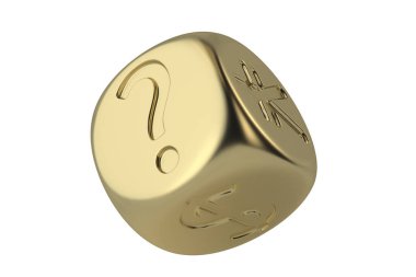 Beyaz arkaplanda izole edilmiş para birimi sembolü zarları. 3B illüstrasyon.