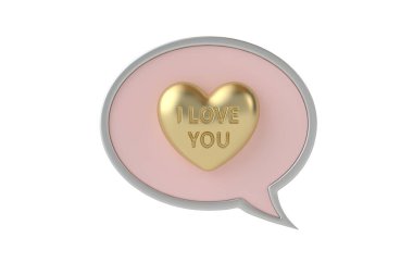 Kalbinin beyaz arka planda 3 boyutlu görüntülenmesini seviyorum. 3B illüstrasyon.