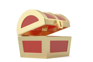 Hazine sandığı beyaz arka planda, 3 boyutlu görüntüleme. 3B illüstrasyon.