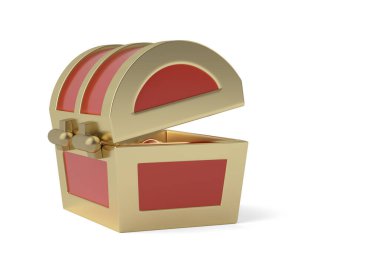 Hazine sandığı beyaz arka planda, 3 boyutlu görüntüleme. 3B illüstrasyon.