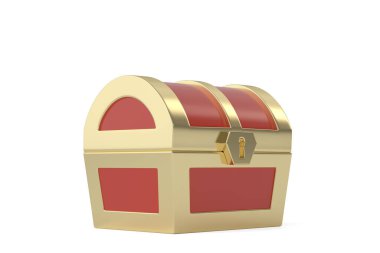 Hazine sandığı beyaz arka planda, 3 boyutlu görüntüleme. 3B illüstrasyon.