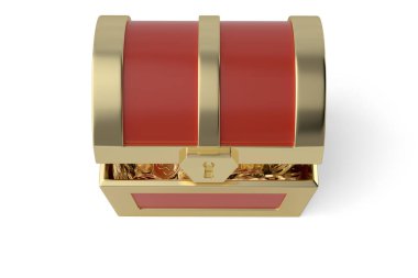 Hazine sandığı beyaz arka planda, 3 boyutlu görüntüleme. 3B illüstrasyon.