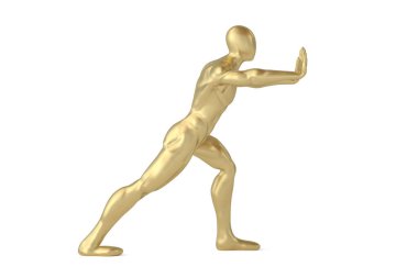 Beyaz arka planda izole edilmiş altın adam, 3 boyutlu görüntüleme. 3B illüstrasyon.