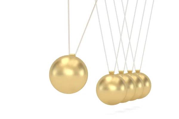 Golden Newton Pendulum Czarnym Tle Renderowanie Ilustracja — Zdjęcie stockowe