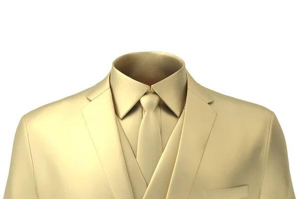 Altın Takım Elbise Beyaz Arka Planda Izole Edildi Boyutlu Görüntüleme — Stok fotoğraf