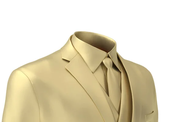 Gold Suit Geïsoleerd Witte Achtergrond Rendering Illustratie — Stockfoto