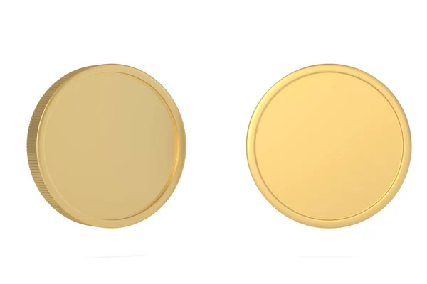 白色背景的大金币 3D插图 — 图库照片