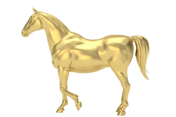 Złoty Koń Białym Tle Ilustracja — Zdjęcie stockowe
