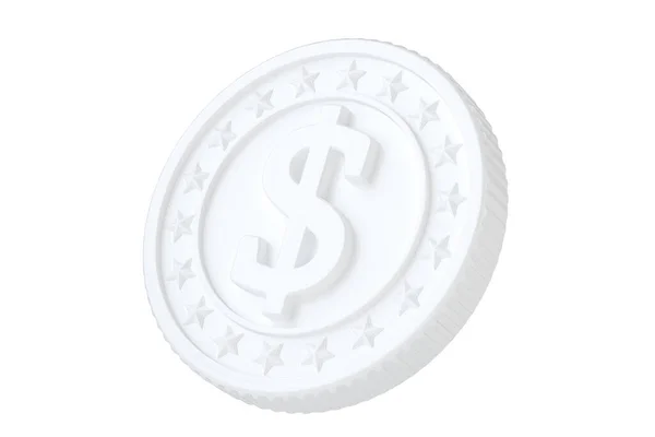 Big Porcelain Coin White Background Rendering Illustration — Stock Photo, Image