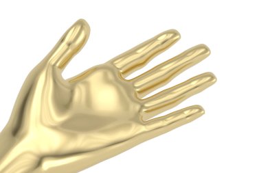Beyaz zemin üzerinde altın eller, 3 boyutlu illüstrasyon.