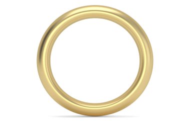 Beyaz arka planda bir altın yüzük 3D çizim.