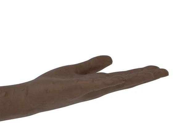 Глиняна Скульптура Рука Ізольована Білому Тлі Візуалізація Ілюстрація — стокове фото