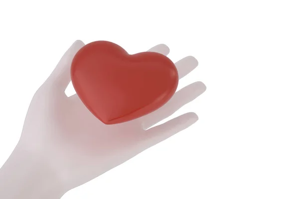 Hand Heart Isolated White Background Rendering Illustration — Stock Photo, Image