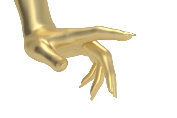 白い背景に金色の手 3Dイラスト — ストック写真