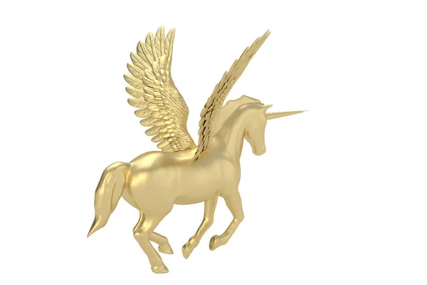 Unicornio Dorado Aislado Sobre Fondo Blanco Ilustración — Foto de Stock
