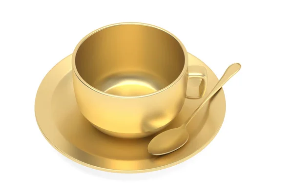 Gouden Koffiekopje Geïsoleerd Witte Achtergrond Illustratie — Stockfoto