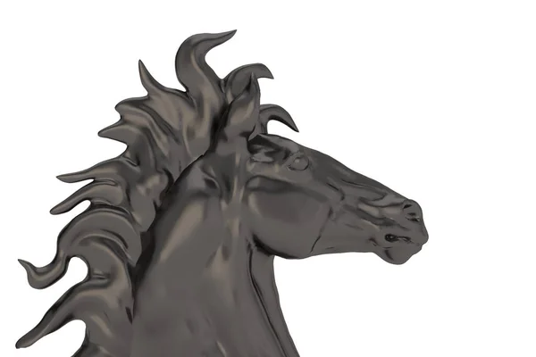 Rzeźba Głowy Konia Białym Tle Renderowanie Ilustracja — Zdjęcie stockowe
