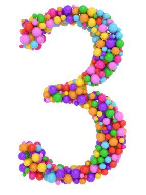 Alfabe topları çok renkli, çocuklar 3D yazı tipi. Beyaz arka planda izole edilmiş renkli toplar. 3B illüstrasyon.