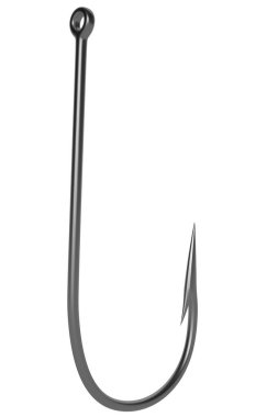 Parlak Balık Kancası beyaz arka planda izole edilmiş. 3B illüstrasyon.