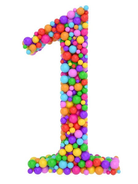 Alfabet Ballen Multi Gekleurde Kinderen Lettertype Render Kleurrijke Ballen Nummers — Stockfoto