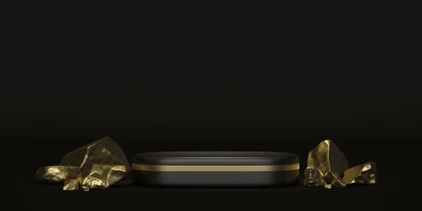 Luksusowy Złoty Stojak Czarnym Tle Ilustracja — Zdjęcie stockowe