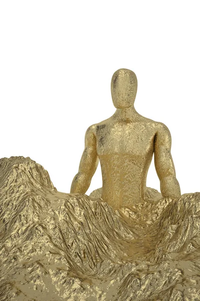 Montanha Dourada Homem Escultura Ilustração — Fotografia de Stock