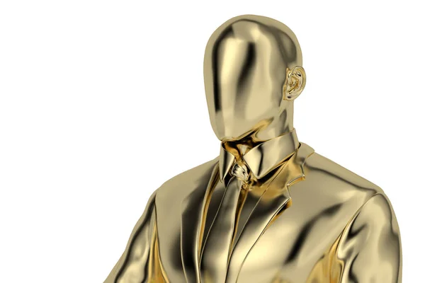 Gouden Sculptuur Zakenman Pak Geïsoleerd Witte Achtergrond Weergave Illustratie — Stockfoto