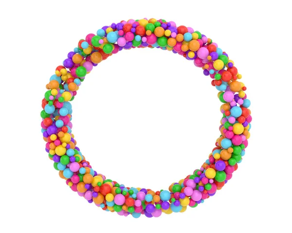 Kolorowe Kulki Pierścień Izolowany Białym Tle Renderowanie Ilustracja — Zdjęcie stockowe