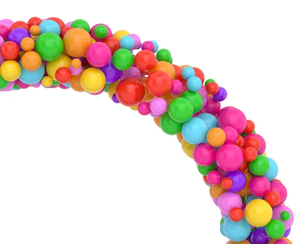 Boog Gemaakt Van Kleurrijke Ballen Kleurrijke Ballen Boog Geïsoleerd Witte — Stockfoto