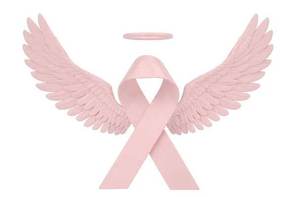 Roze Vleugels Met Lint Geïsoleerd Witte Achtergrond Weergave Illustratie — Stockfoto