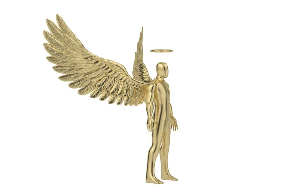 Αφηρημένος Χρυσός Άγγελος Απομονωμένος Λευκό Φόντο Απεικόνιση — Φωτογραφία Αρχείου